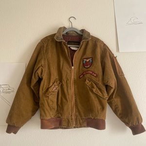 Dual control vintage air force bomber jacket